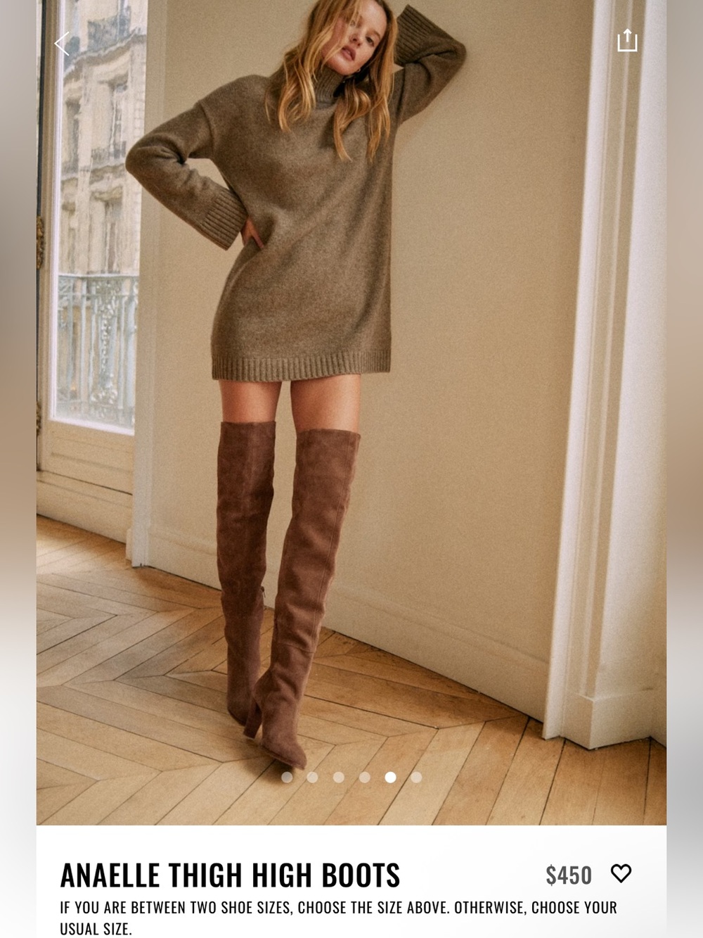 NEW Sezane Anaelle Thigh High Boots Taupe - Size 7 - Picture 4 of 9